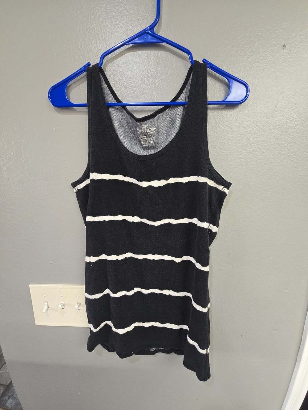 Faded Glory Tank Top Size XXL Black Striped Ribbed Organic Cotton